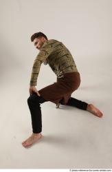 Man Adult Athletic White Kneeling poses Casual Dance
